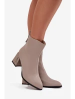 Dámské zateplené kotníkové boty na sloupku z pravé kůže – šedé Vinceza