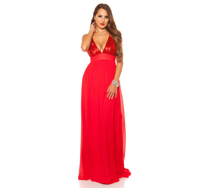 Red  Sexy KouCla dress with sequins model 19589916 - Style fashion