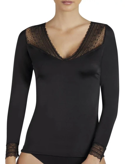 Dámské tričko s dlouhým rukávem model 14713719 černá - Ysabel Mora