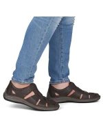 Pánské hnědé prolamované kožené polobotky model 22021938 - Rieker