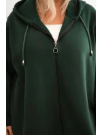 Dámská mikina zateplená Plus Size s kapucí a model 21486170 výstřihem hnědá - K-Fashion