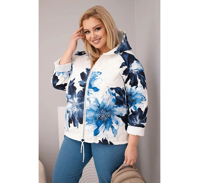 Dámská jarní bunda Plus Size s květinovým vzorem granátová