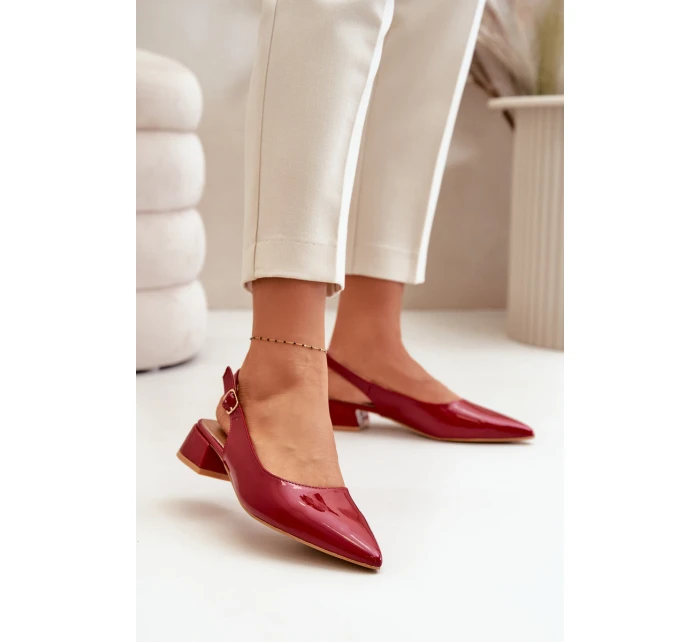 Lakované Baleríny Na Podpatku S  Bordové model 21670196 - Boto