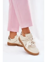 Nízké Dámské Tenisky S Krajkou Leopardí Béžové Zielle