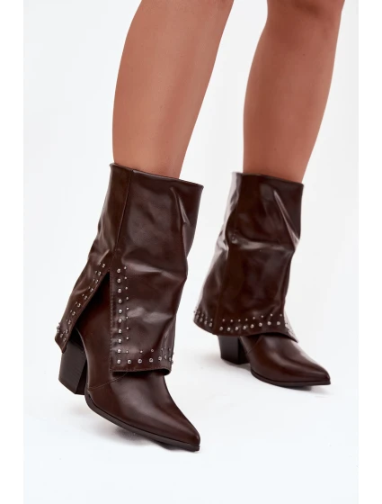 Kovbojky s otočeným límcem a zdobením Vyhřívané hnědé Inessia