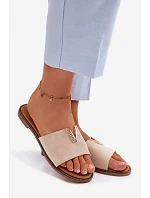 Dámské ploché nazouváky s ozdobným detailem V béžové model 22111384 - Boto