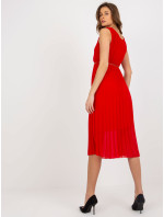 Červené midi šaty plisované viskózou