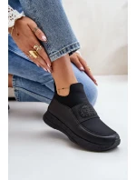 Sportovní boty na platformě kožené černé Artiker Sportovní boty na platformě kožené černé Artiker