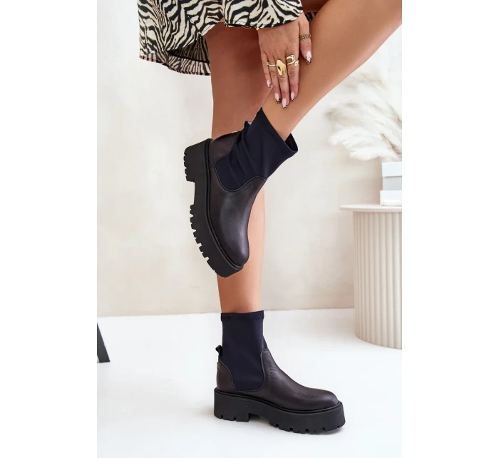 Zazoo 2947 Wsuwane Botki Damskie Ze Skóry Naturalnej Czarne Zazoo 2947 Wsuwane Botki Damskie Ze Skóry Naturalnej Czarne