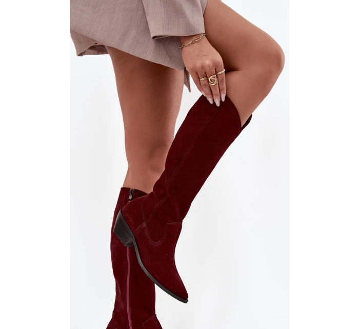 Dámské zateplené kozačky kovbojky Zazoo – bordó