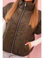 Dámská prošívaná vesta 5684 Khaki tmavě zelená - K-Fashion