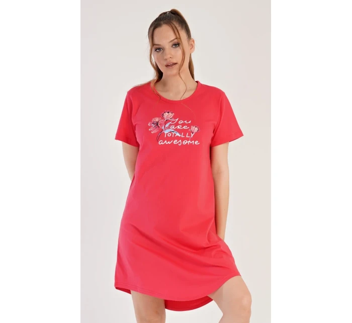 Dámská noční košile s krátkým rukávem model 18831612 - Vienetta Dámská noční košile s krátkým rukávem model 18831612 - Vienetta