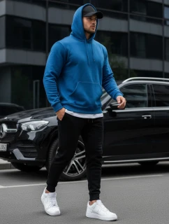 Pánská mikina s kapucí modrá Dstreet BX5081