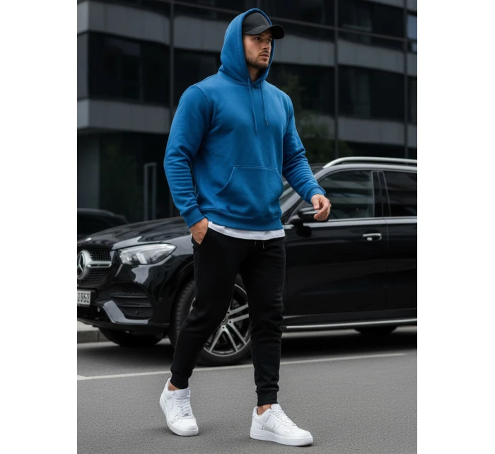 Pánská mikina s kapucí modrá Dstreet BX5081