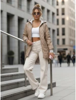 Dámská přechodná prošívaná bunda s prodlouženým střihem béžová TY5612 Dámská přechodná prošívaná bunda s prodlouženým střihem béžová TY5612