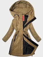 Dámská rovná bunda s kapucí LHD tmavě béžová (LHD-24592)