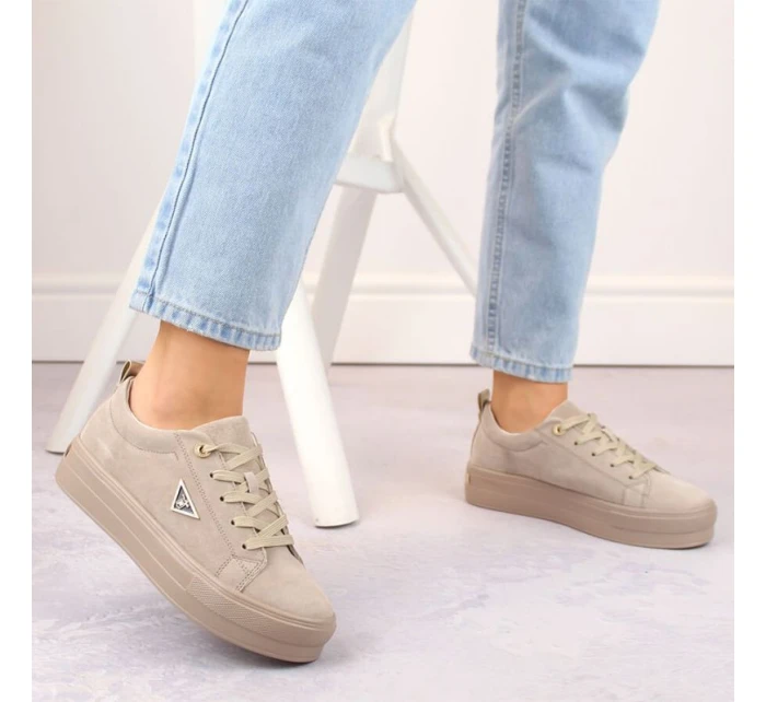 Filippo W PAW315C béžové semišové kožené polobotky na platformě