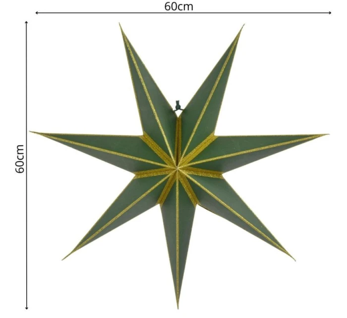 FSC Závěsná papírová dekorace STAR 18x60CM ZELENÁ 7 RÁMEČKŮ MICA