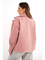 Dámská krátká model 22048851 bunda s límcem tmavě růžová - K-Fashion