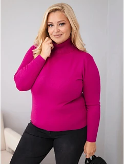 Dámský viskózový svetr Plus Size s rolákem v model 22363374 střihu tmavě fialová - K-Fashion