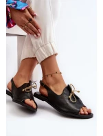 Kožené ploché sandály model 21646269 černé - Zazoo Kožené ploché sandály model 21646269 černé - Zazoo