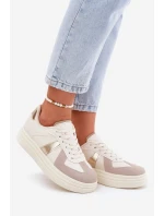 Eko Kožené Tenisky Dámské Na Platformě Béžové model 21688291 - Boto Eko Kožené Tenisky Dámské Na Platformě Béžové model 21688291 - Boto