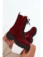 Dámské workery z pravé kůže s  bordó model 21712894 - Zazoo