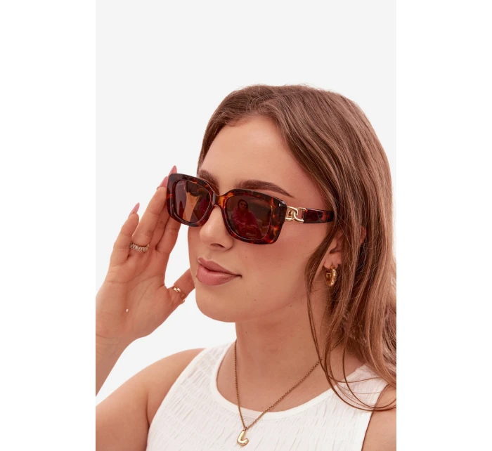 Dámské sluneční brýle s zlatým detailem Hnědé