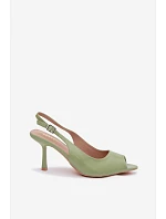 Dámské sandály na podpatku Zelené model 22091994 - Boto Dámské sandály na podpatku Zelené model 22091994 - Boto