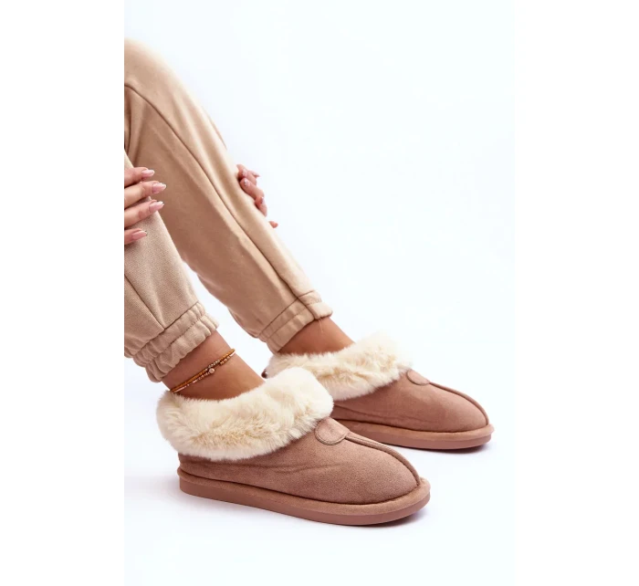 Béžové Lanoze dámské pantofle s kožíškem Béžové Lanoze dámské pantofle s kožíškem