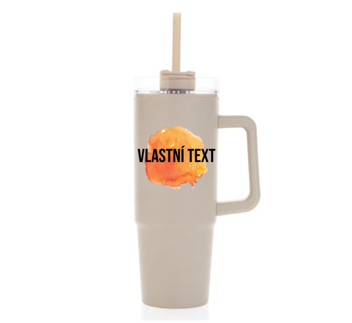 Personalizovaná cestovní termoska s průhledným víčkem - Akvarelový otisk