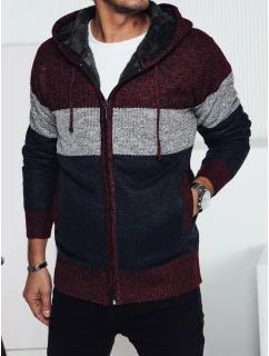 Pánský zateplený svetr s kapucí vínový FashionStreet WX2275