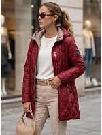 Kurtka damska przejściowa pikowana z kapturem bordowy model 22342158 - FashionStreet