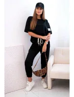 Dámský viskózový komplet s krátkým rukávem a nohavicemi černý Dámský viskózový komplet s krátkým rukávem a nohavicemi černý