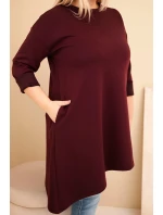 Dámská model 21808691 Plus Size z viskózy s volným střihem a dlouhým rukávem švestková - K-Fashion