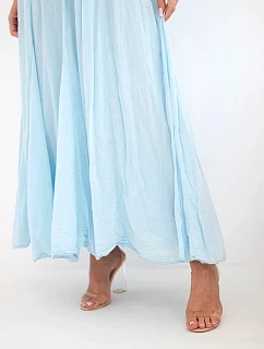 Dámská maxi bavlněná sukně s gumičkou v pase modrá