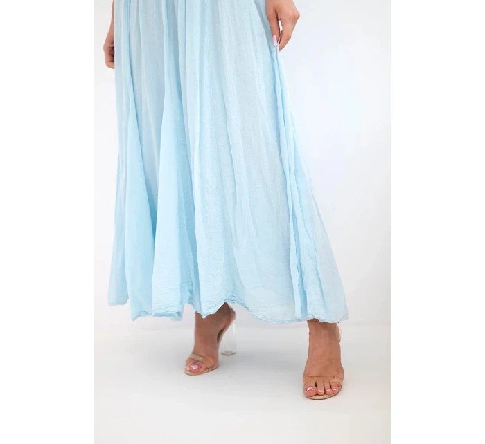 Dámská maxi bavlněná sukně s gumičkou v pase modrá