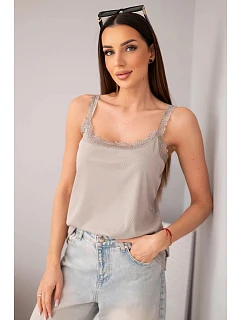 Dámská halenka na ramínka s krajkovým lemem fango