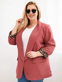 Dámské sako Plus Size s podšívkou v leopardí vzor model 22312249 - K-Fashion