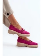 Zazoo 3429 Semišové Dámské Mokasíny S Ozdobou Fuksie