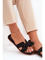 Ploché Dámské Pantofle S Mašlí Černé Tobin