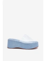 Dámské Pantofle S Průhledným Páskem Na Klínu Jeans Meltiana Dámské Pantofle S Průhledným Páskem Na Klínu Jeans Meltiana