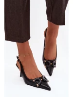 Dámské sandály na podpatku s ozdobným detailem černé Brienne