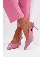 Sandály Podpatky Dámské S Ozdobným Detalem Růžové model 21937397 - Boto