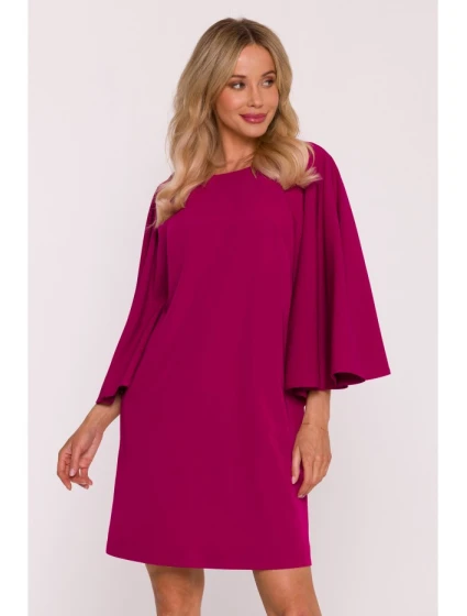 S426 Mini šaty s netopýřími rukávy - švestka S426 Mini šaty s netopýřími rukávy - švestka