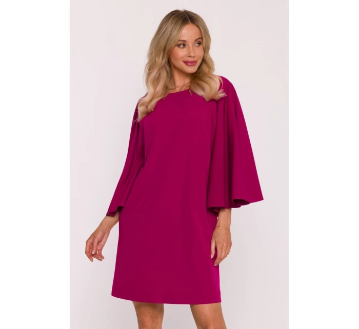 S426 Mini šaty s netopýřími rukávy - švestka S426 Mini šaty s netopýřími rukávy - švestka