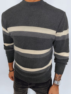 Pánský pruhovaný svetr s rolákem, tmavě šedý Dstreet WX2128