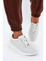 Dámské kožené sportovní boty na platformě Vinceza – bílé Dámské kožené sportovní boty na platformě Vinceza – bílé