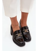 Dámské polobotky na sloupku se zlatým detailem Privelle – černé