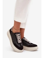 Dámské kožené tenisky na platformě s leopardím vzorem Zazoo – černé Dámské kožené tenisky na platformě s leopardím vzorem Zazoo – černé